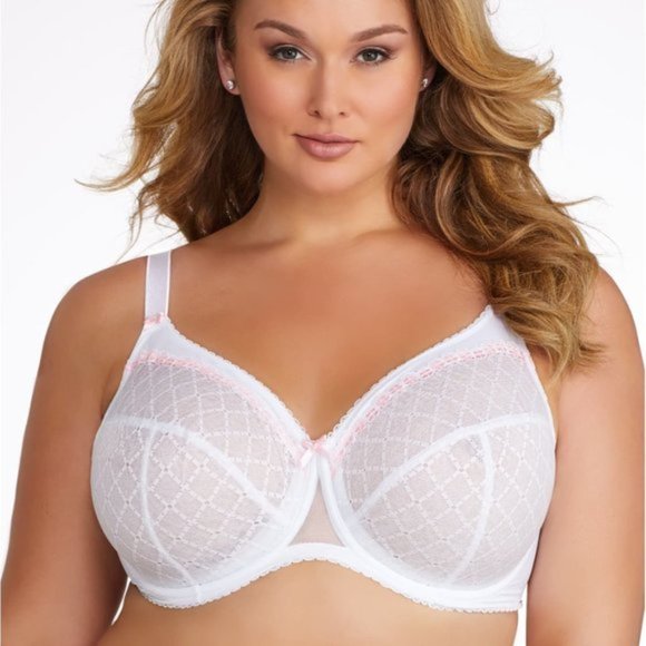 SOLD  Glamorise WONDERWIRE ELEGANCE LACE Bra 36H Cushioned (STRETCH-STRAPS) Wh… - Picture 1 of 9